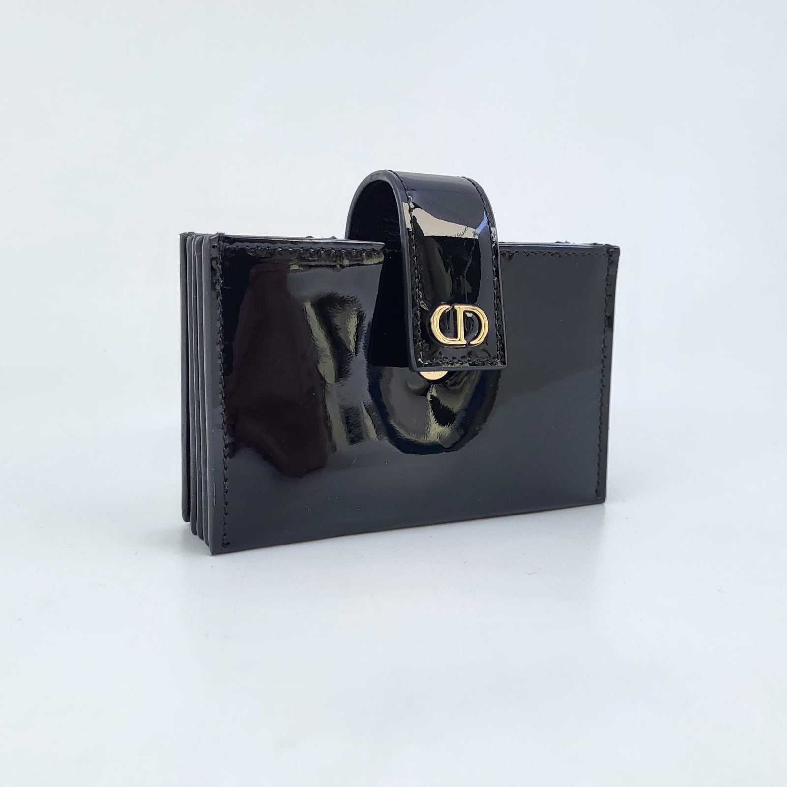 Dior Women's Black 30 Montaigne Patent Leather Card Holder