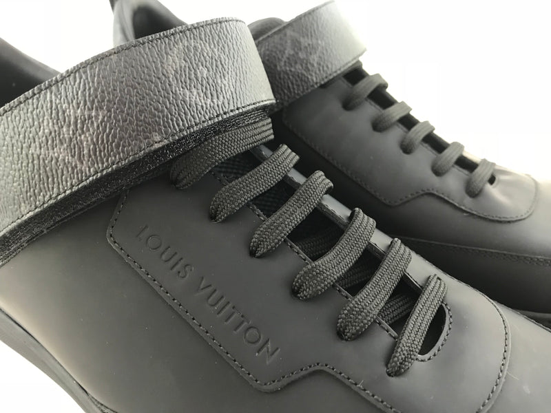 Louis Vuitton Black Monogram Embossed Leather Lace Up Sneakers Size 42 Louis  Vuitton