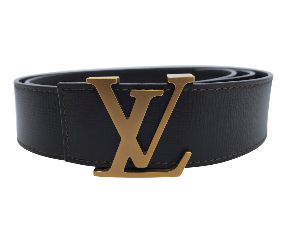 LOUIS VUITTON Taiga Ceinture LV Initials Leather Belt Width 1.25