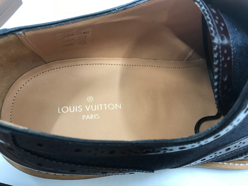 Louis Vuitton Men's Navy Leather Voltaire Derby Shoe 8 US