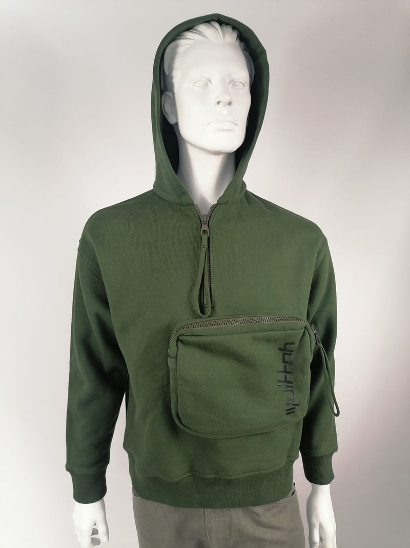 Louis Vuitton Half Zip Hoodie With 3D Pocket Green mens
