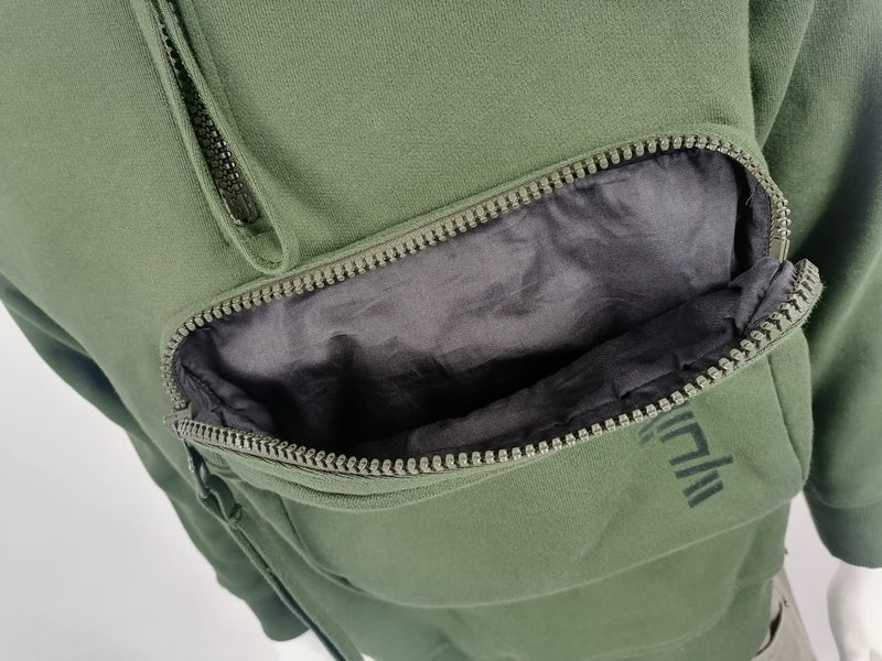Louis Vuitton 2019 Green 3D Patched Pocket Half-zip Hoodie