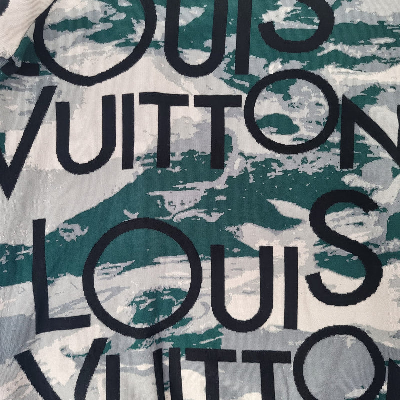 Louis Vuitton Men's Green Cotton All Over Logo Jacquard Crewneck