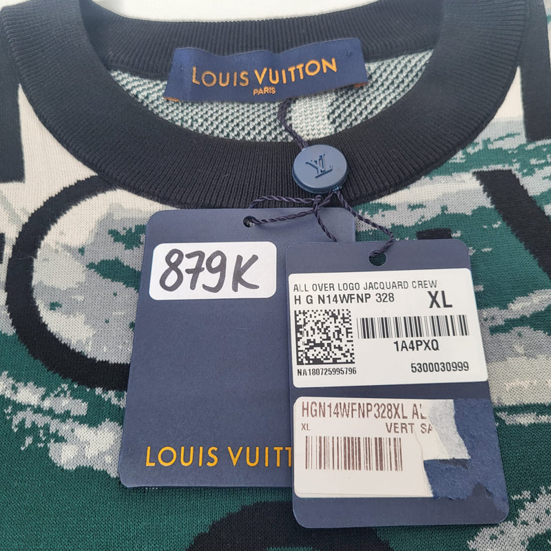 Louis Vuitton LV Men Full Monogram Jacquard Crew Neck Cotton Black