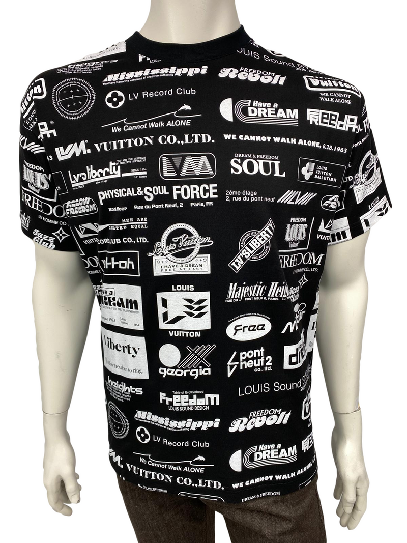 Louis Vuitton Black Cotton Allover Logos Printed Crewneck T-Shirt XL Louis  Vuitton