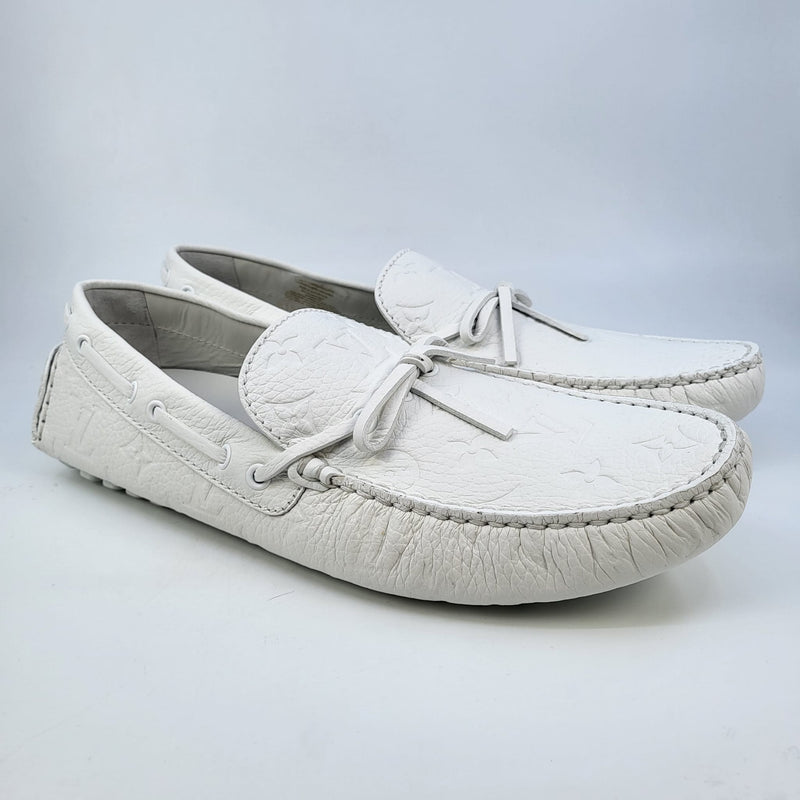 LOUIS VUITTON Empreinte Mens Arizona Car Shoe Moccasin Loafers 8 White  1264627