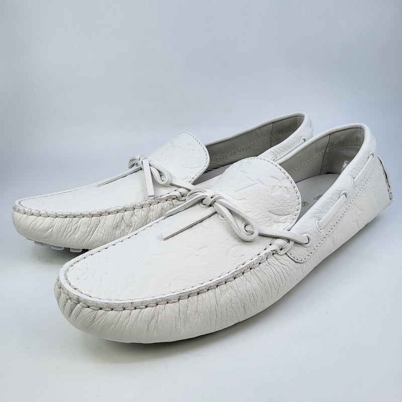 LOUIS VUITTON Empreinte Arizona Car Shoe Moccasin Loafers 7.5 White 637279