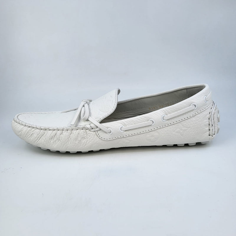 LOUIS VUITTON Empreinte Arizona Car Shoe Moccasin Loafers 7.5 White 637279