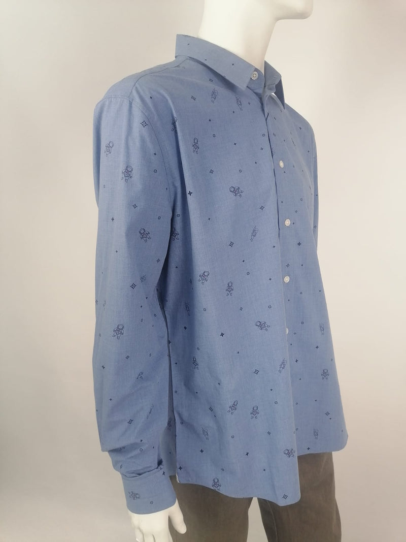 Louis Vuitton Spaceman Printed Shirt - Blue Dress Shirts, Clothing