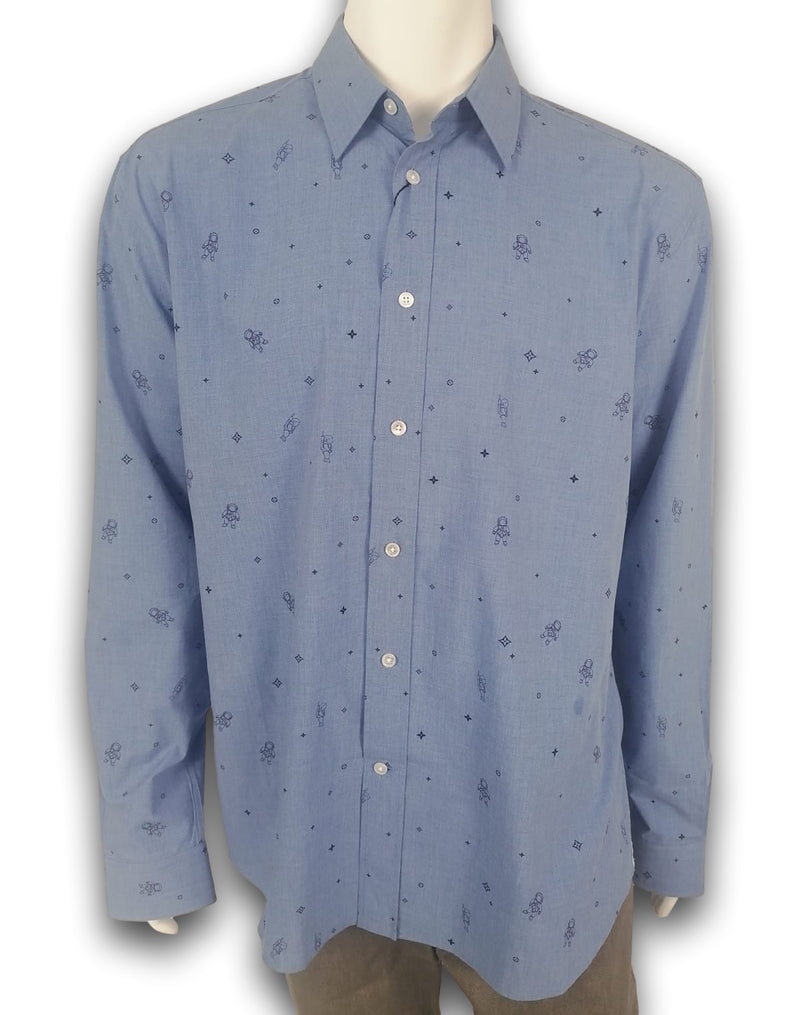 Louis Vuitton Men's Blue Cotton Regular Fit Astronaut Shirt Luxuria & Co. Louis Vuitton Men's Blue Cotton Regular Fit Astronaut Shirt Luxuria & Co.