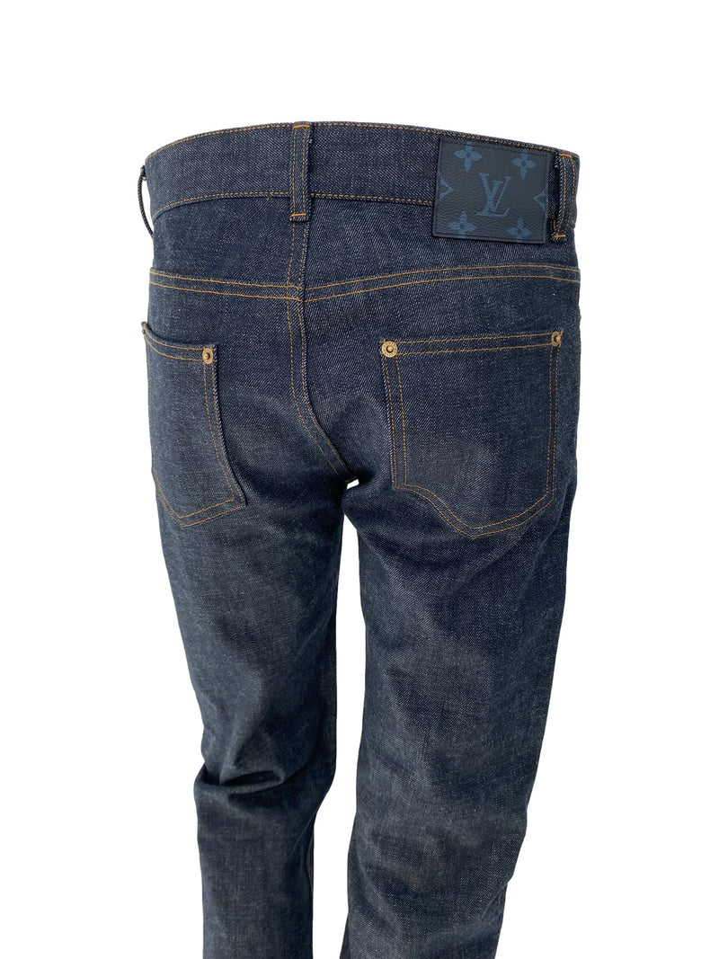LOUIS VUITTON Monogram Straight Denim Pants Jeans 36 Authentic