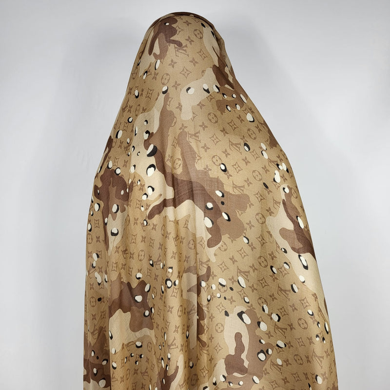 Louis Vuitton Men's Cashmere Silk Beige Monogram Camouflage Shawl