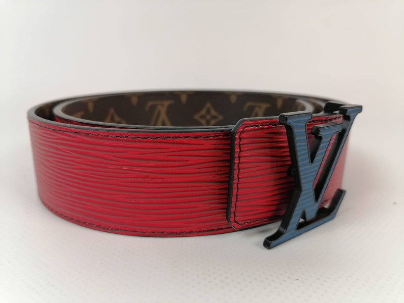 Louis Vuitton - Red Monogram LV Initiales Logo Buckle Belt – eluXive