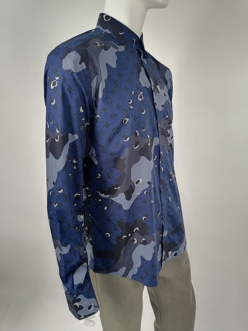 Louis Vuitton Men's Navy Cotton Camo DNA Shirt – Luxuria & Co.