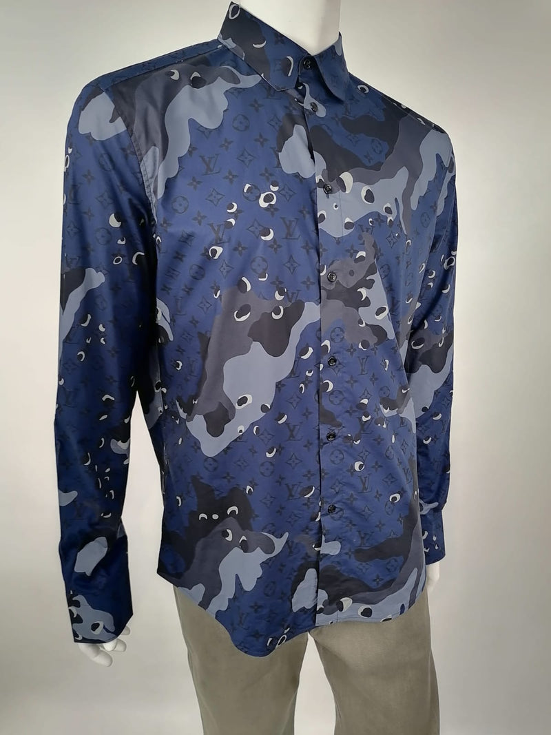 Louis Vuitton Camo Monogram Silk Button Up Shirt