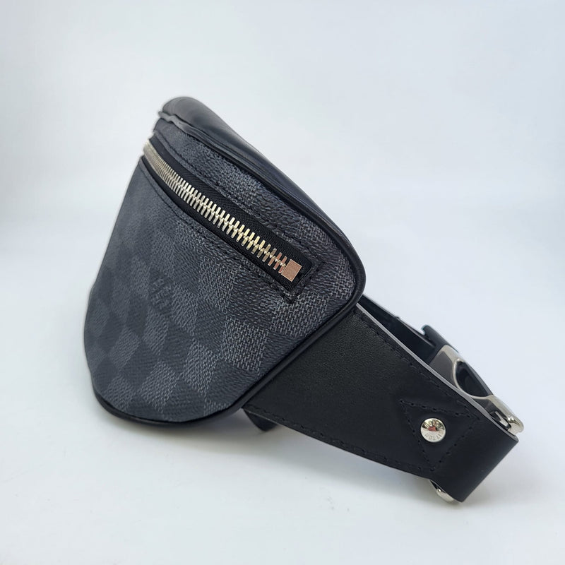 Louis Vuitton Black Leather Damier Graphite Print Gloves L For