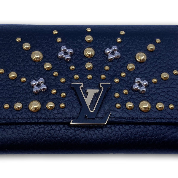 Louis Vuitton Capucines Compact Wallet Embellished Leather Neutral