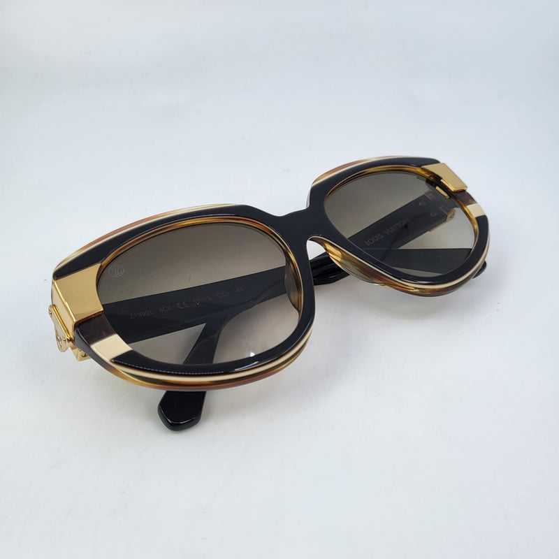 Louis Vuitton Charade Black W Women's Oval Sunglasses Z1391W