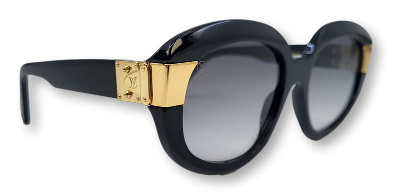 Louis Vuitton Charade Black W Women's Oval Sunglasses Z1391W