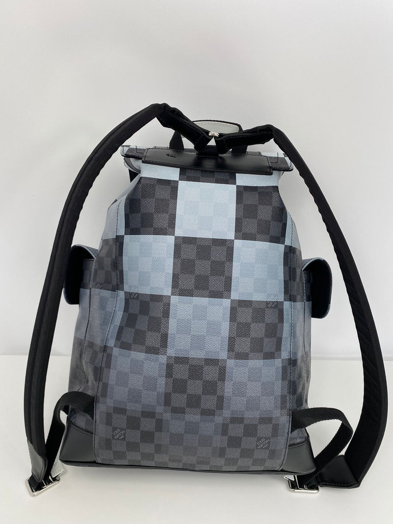 black checkered lv backpack