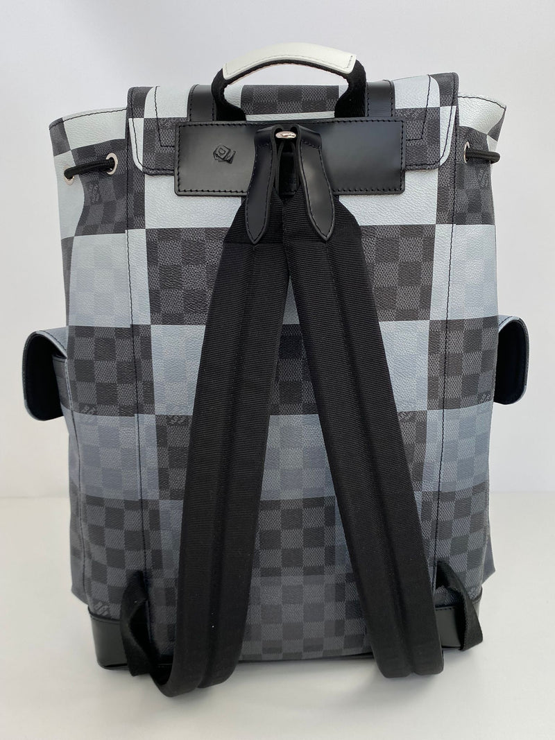 louis vuitton christopher damier graphiteblue backpack Louis Vuitton Men's Damier Graphite Giant Canvas Christopher PM Backpack N40400 – Luxuria & Co