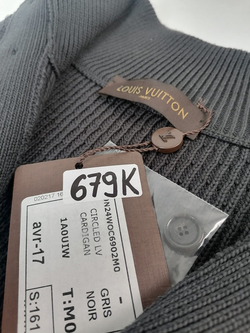 Louis Vuitton Men's Gray Black Cotton Silk Circled LV Cardigan