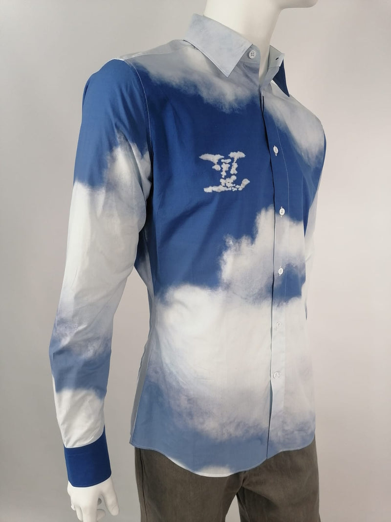 Louis Vuitton Blue Cloud Print Cotton Long Sleeve Shirt S Louis Vuitton