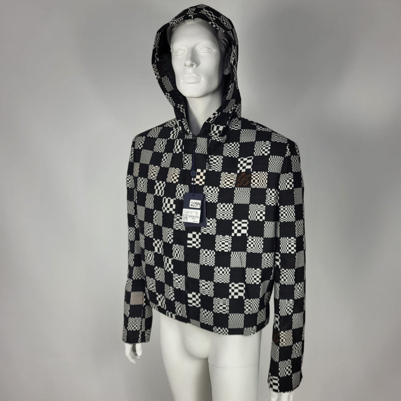 Brand New Louis Vuitton Distorted Damier Constructed Black Hoodie