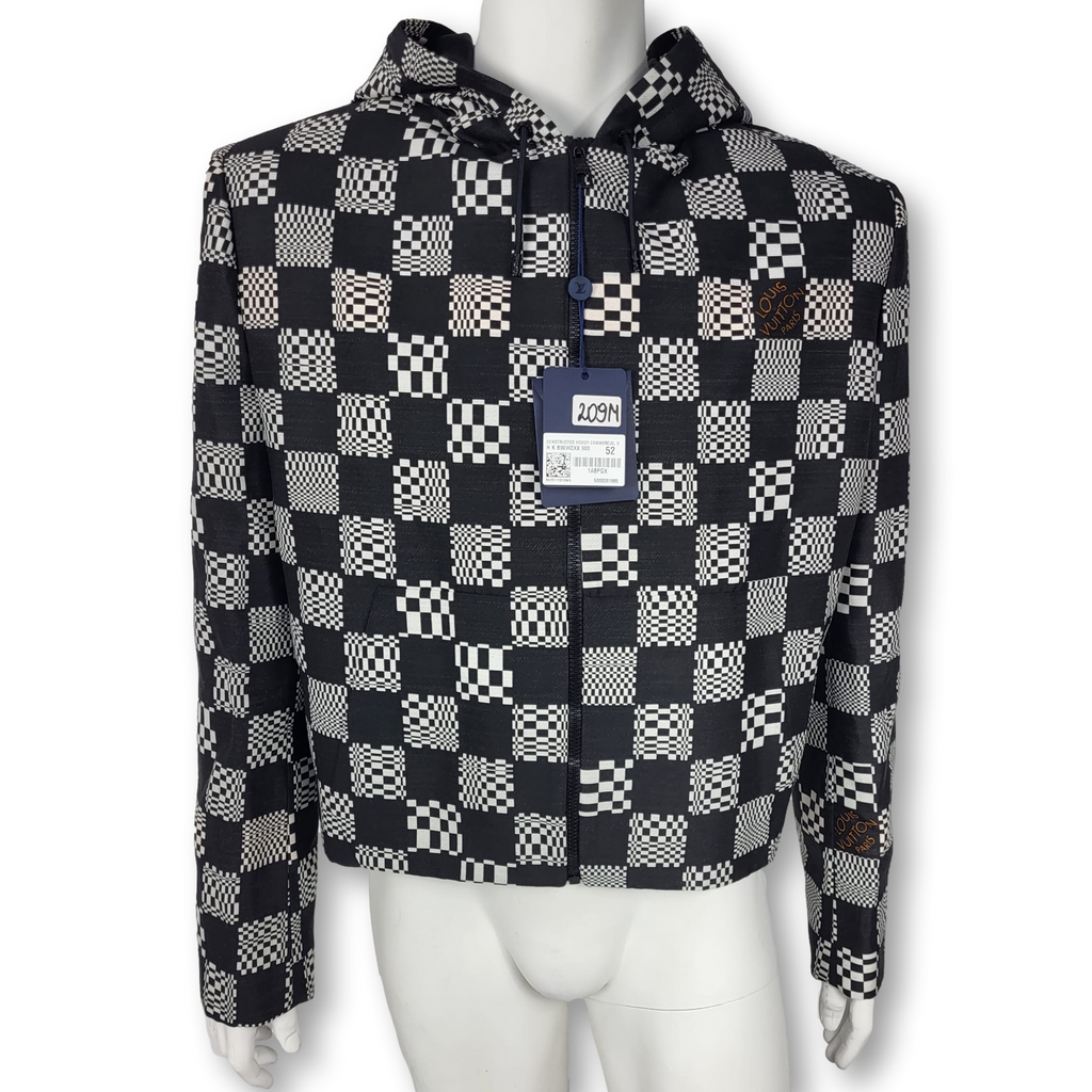 LOUIS VUITTON Damier pattern hoodie jersey zip-up jacket Color