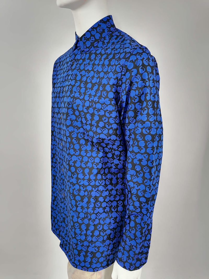 Louis Vuitton Men's Blue Cotton Monogram Camo DNA Shirt size