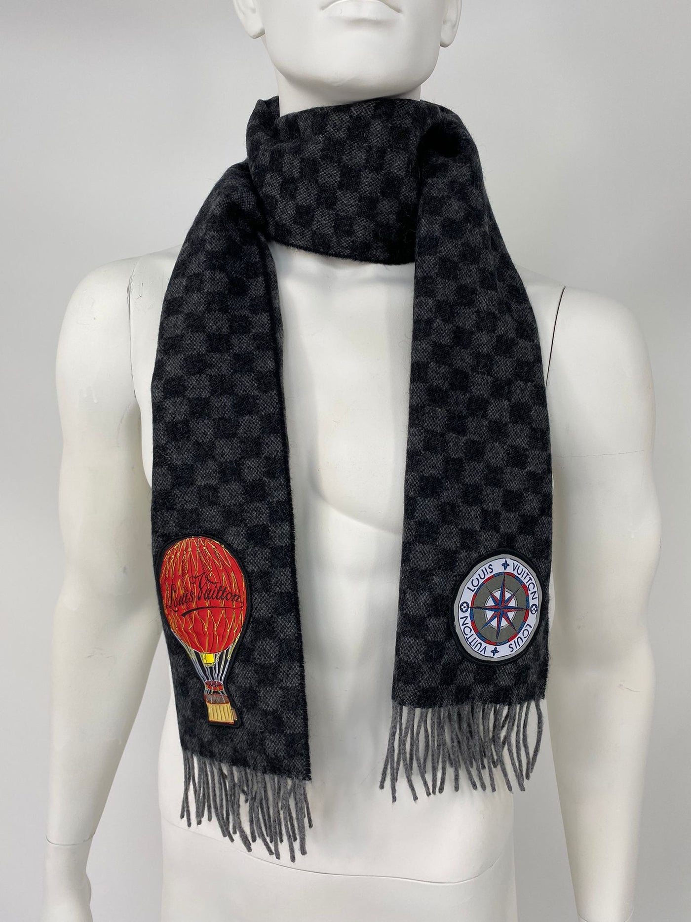 Louis Vuitton Men's Wool & Alpaca Damier Graphite Map Scarf