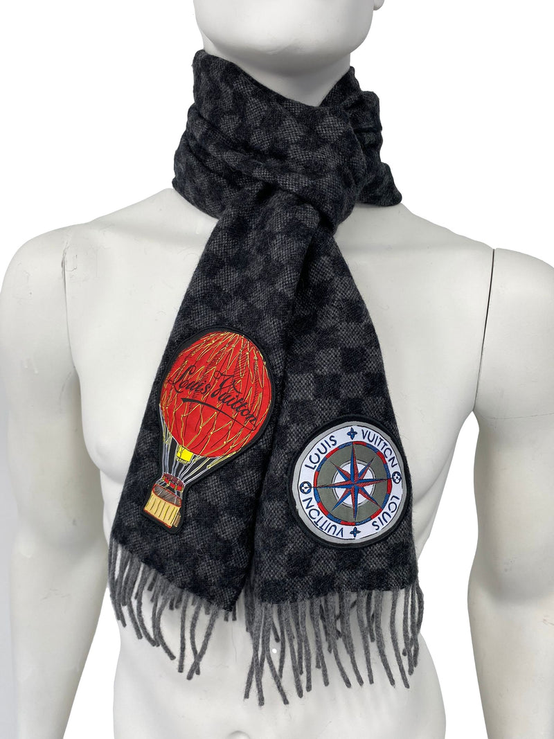 Louis Vuitton Red Damier Graphite Wool Scarf And Hat 