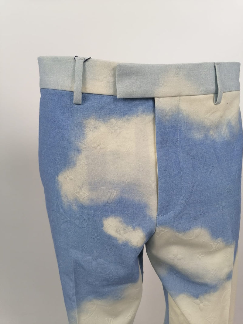 Louis Vuitton Men's White and Blue Monogram Embossed Clouds Slim Pants –  Luxuria & Co.