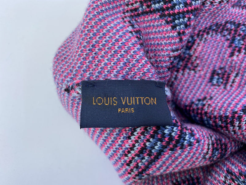 LOUIS VUITTON Wool Cashmere Giant Pop Monogram Beanie Hat Rose 1141341