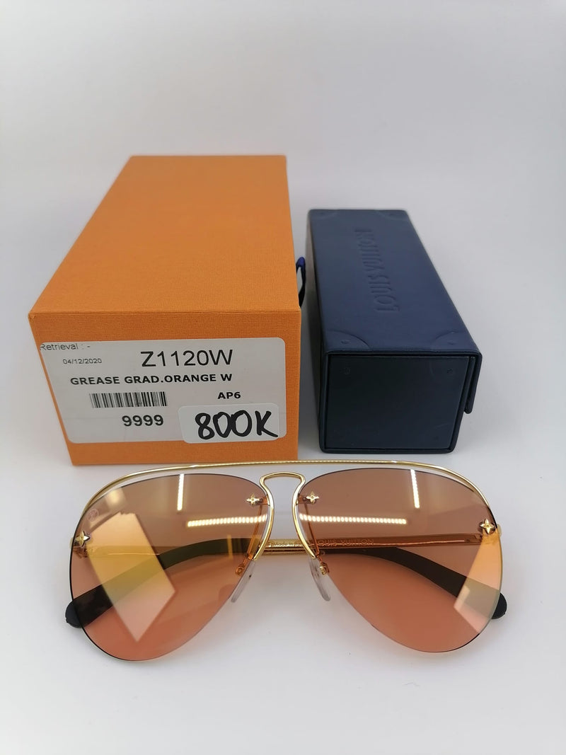 LOUIS VUITTON Monogram Grease Sunglasses Z1280W Gold 575927