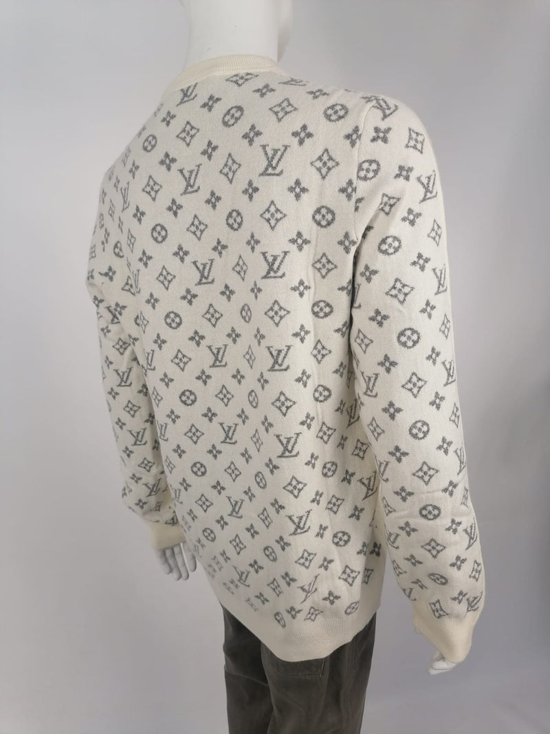Louis Vuitton Men's Gray Cashmere Half and Half Monogram Crewneck Sweater –  Luxuria & Co.