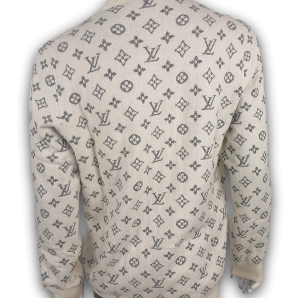 Louis Vuitton Men's Cream Cashmere Half and Half Monogram Crewneck Sweater  – Luxuria & Co.
