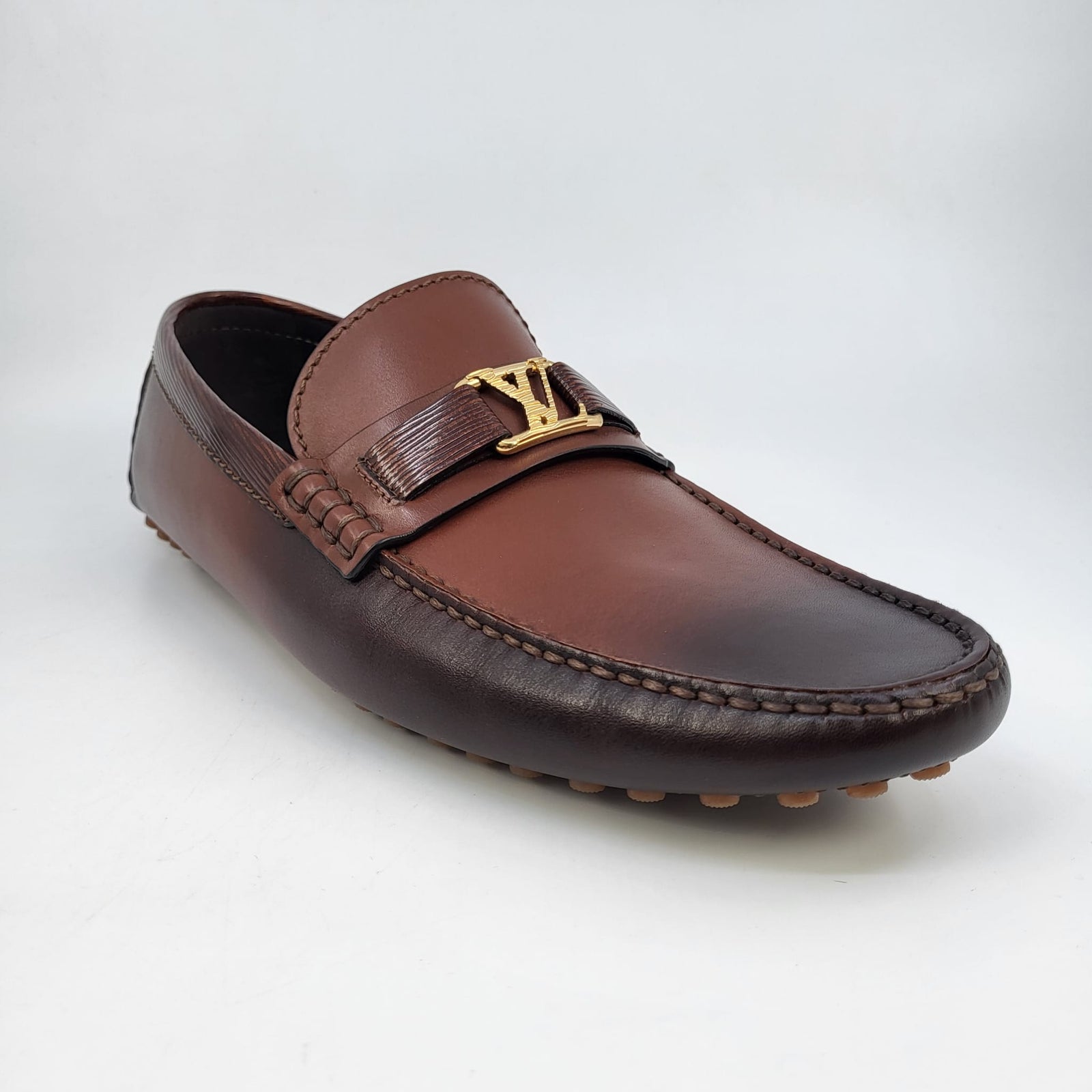 Louis Vuitton Men's Cognac Leather Hockenheim Moccasin – Luxuria & Co.