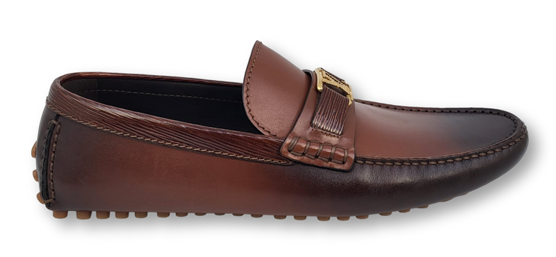 Louis Vuitton Brown Leather Hockenheim Loafers Size 40 For Sale at