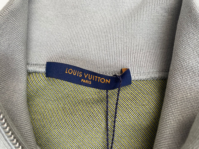 Louis Vuitton Men's Gray Cotton Jacquard Gravity Raglan Half Zip