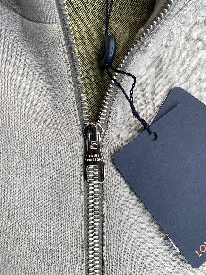 Louis Vuitton Men's Gray Cotton Jacquard Gravity Raglan Half Zip