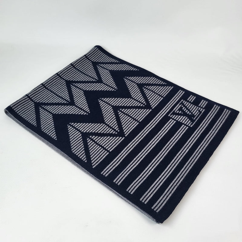 Louis Vuitton Men's Gray Wool Cashmere Silk Karakostripe Scarf