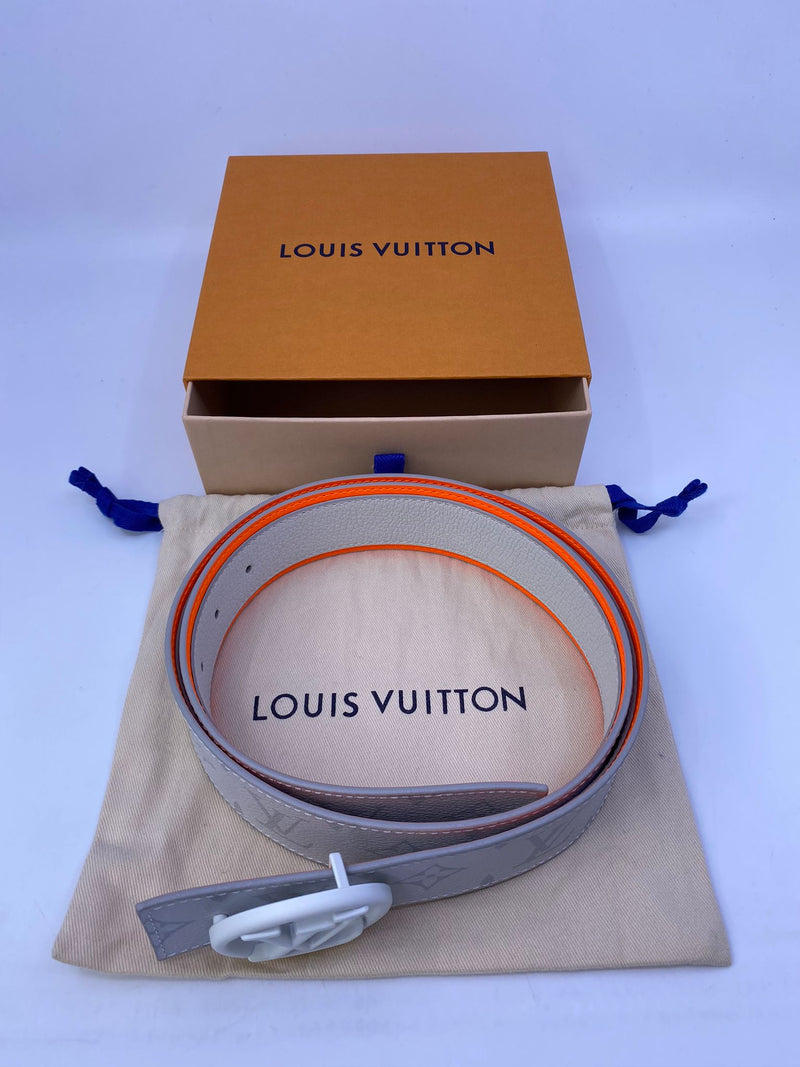 Louis Vuitton Men's Gray Sweater Neon Orange Monogram Size M