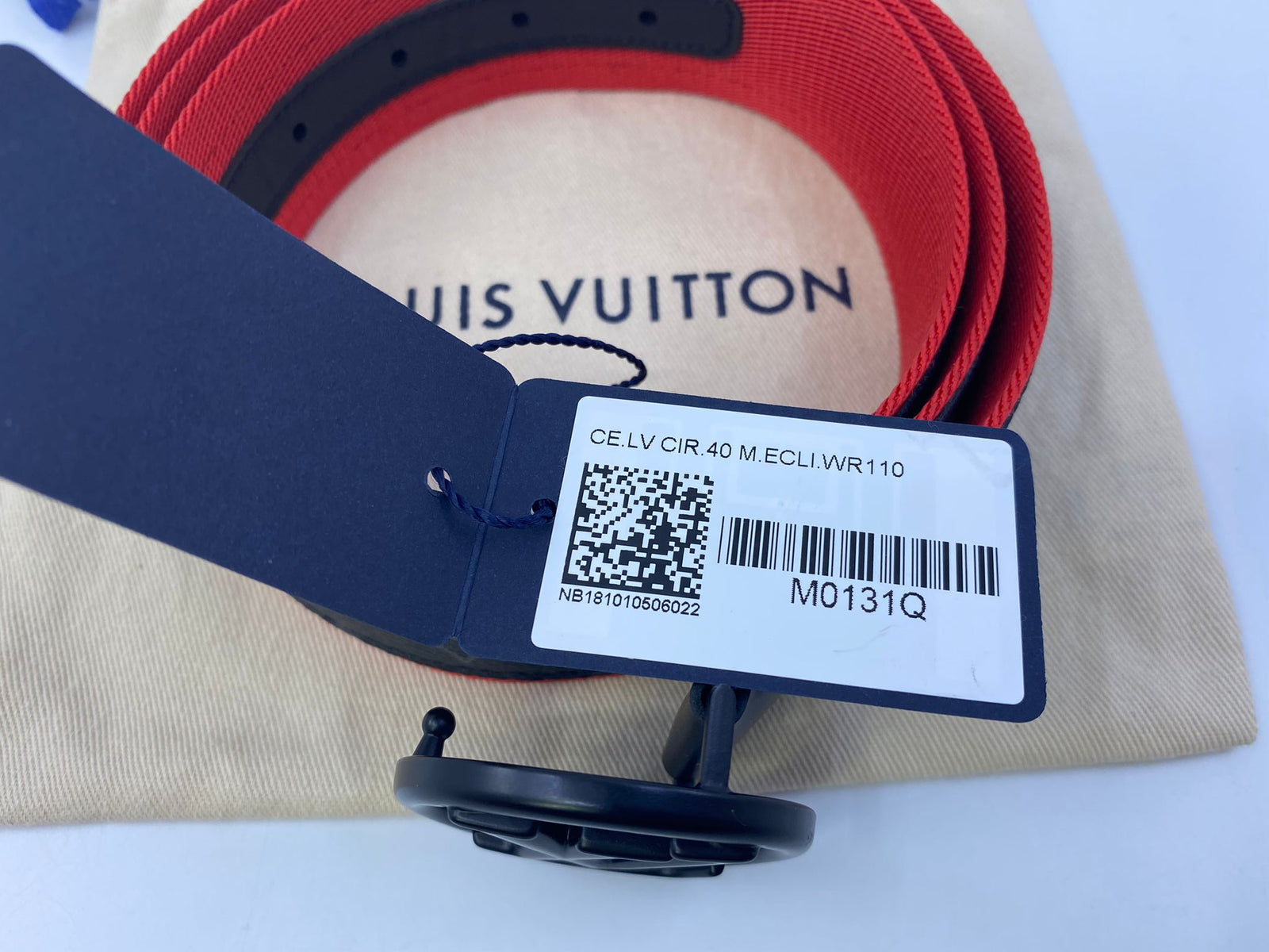 Louis Vuitton Red Black LV Circle Monogram Eclipse Belt