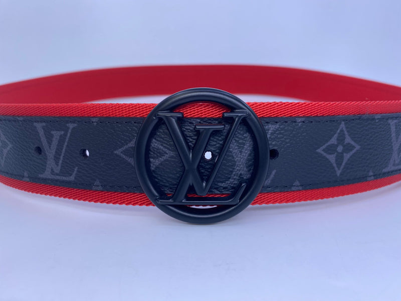 Louis Vuitton Red Black LV Circle Monogram Eclipse Belt – Luxuria
