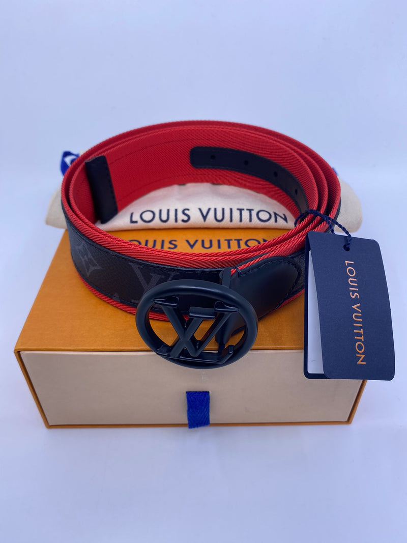 Louis Vuitton LV Initiales 35mm Reversible Belt Grey Monogram Eclipse. Size 95 cm