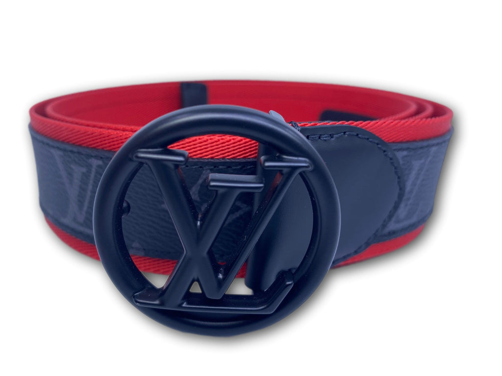Louis Vuitton Red Black LV Circle Monogram Eclipse Belt – Luxuria & Co.