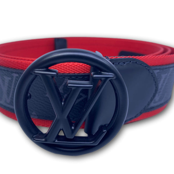 Louis Vuitton Red Black LV Circle Monogram Eclipse Belt