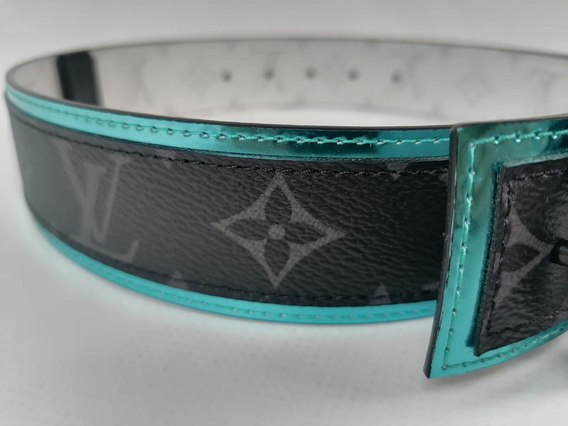 Lv circle leather belt Louis Vuitton Blue size 90 cm in Leather