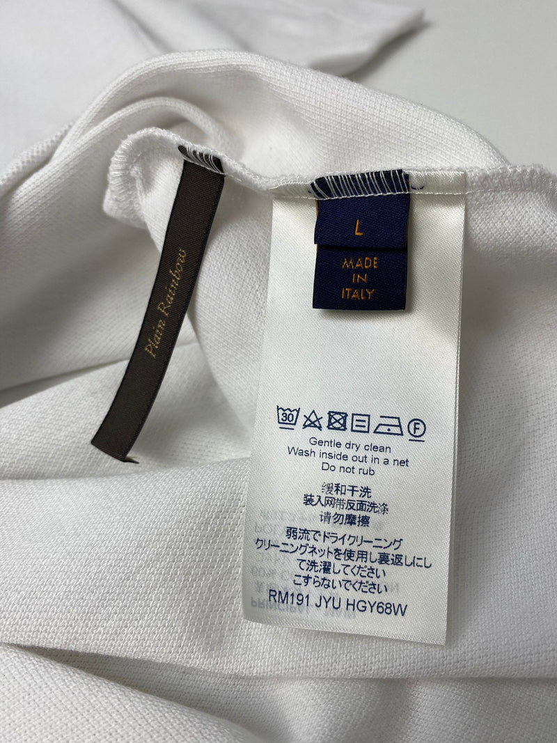 Louis Vuitton Men's White Cotton LV Rainbow Collar Half Zip Polo